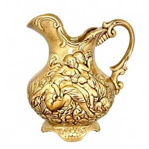 Vintage 80's Canadian Studio Pottery Bassin Pitcher Signed Classical Relief